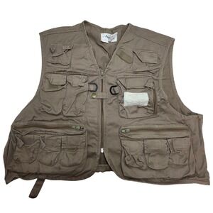 Ausable Utility Vest Multi Pocket Fishing Outdoors Workwear‎ Beige Large